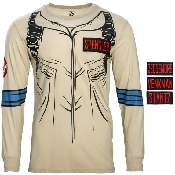 Ghostbusters Costume T-Shirt with Four Interchangeable Name Patches Halloween Cosplay Multicolor