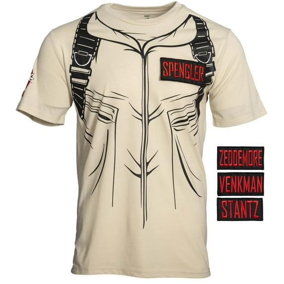 Ghostbusters Costume T-Shirt with Four Interchangeable Name Patches Halloween Cosplay Multicolored