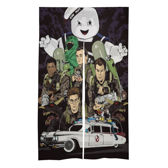 Ghostbusters Doorway Curtain, 34 x 57 Inch Blackout Door Curtain Tapestry, Privacy Room Divider Curtain for Home Bedroom Kitchen Decor 2 Panel