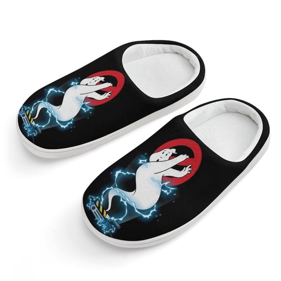 Ghostbusters Kid's Cotton Slippers Winter Warm Soft Plush Slippers with Rubber Sole Non-Slip Indoor Outdoor Slip on Shoes Fluffy House Slippers For Boys Girls Teen