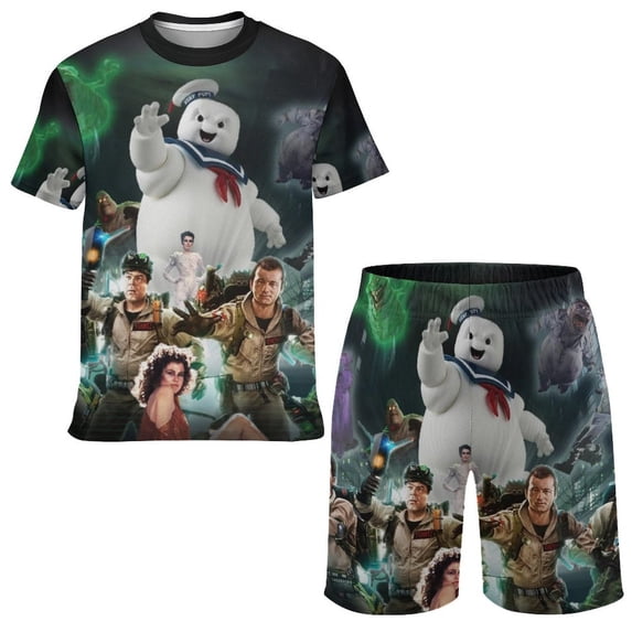 Ghostbusters Kids Short Sleeve T-Shirt And Shorts Outfit Set Athletic Mesh Shorts Set for Boys