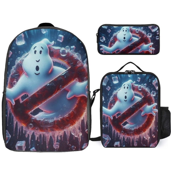 Ghostbusters Logo Cartoon Backpack With Lunch Bag Pencil Case Schoolbag Lunchbag Daypack Lunch Box Pen Bag Satchel Bookbag 3pcs Set