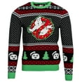thumbnail image 1 of Ghostbusters Logo Marhsmellow Man and Trees Light Up Ugly Christmas Sweater, 1 of 7