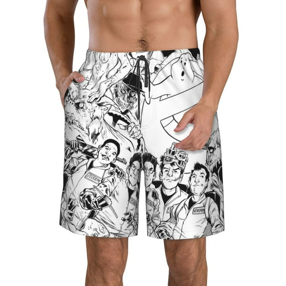 Ghostbusters Men's Beach Shorts Swim Trunks Casual Quick Dry Board Shorts Swimwear with Mesh Lined and Pockets