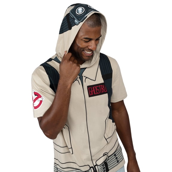 Ghostbusters Men's Cosplay Hooded T-Shirt Uniform Khaki