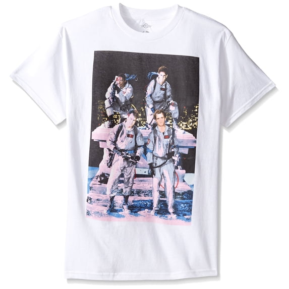 Ghostbusters Mens T-Shirt - Pink Tented Orginal Cast Photo