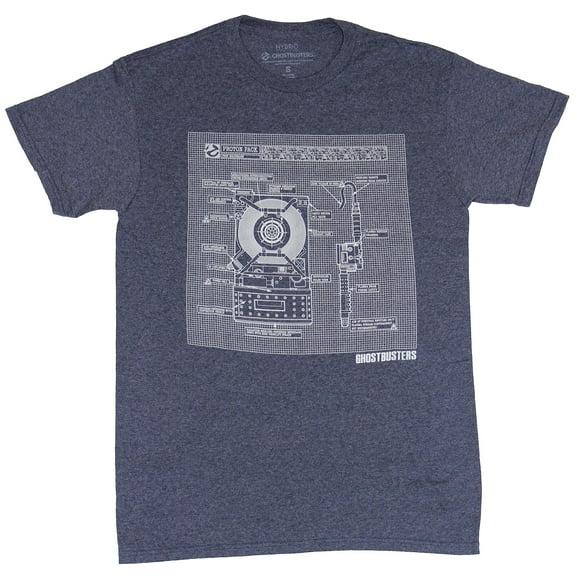 Ghostbusters Mens T-Shirt - Proton Pack Blueprint Schematics Image (Small)