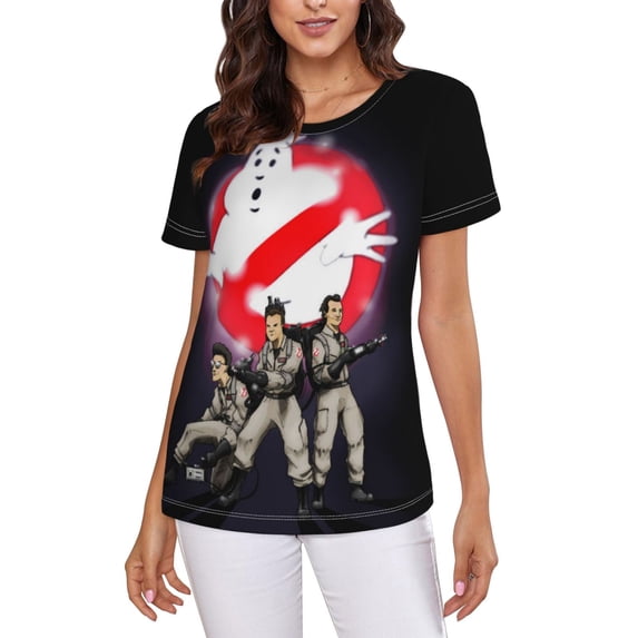 Ghostbusters Movie Women's T Shirts Round Neck Short-Sleeve Soft T-Shirt Summer Casual Tee Tops 3D Printing Tee Shirt