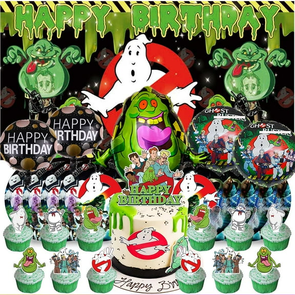 Ghostbusters Party Supplies Decor Tableware Backdrop Banner Cake Topper Balloons Birthday Decorations