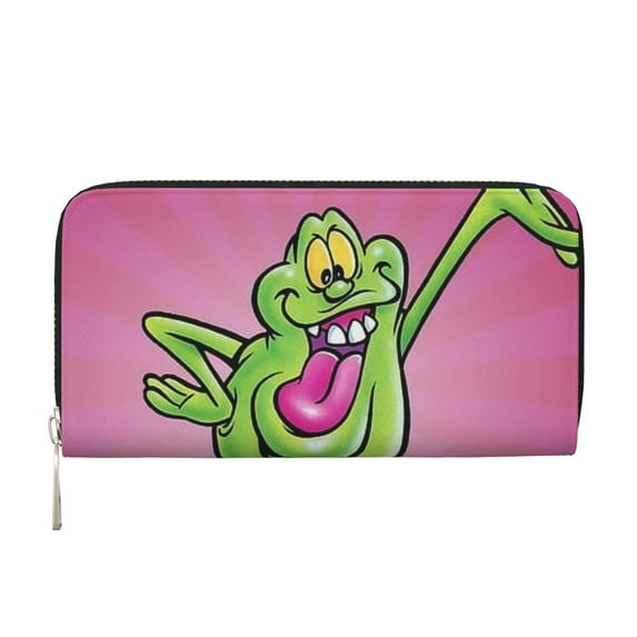 Ghostbusters Slimer Cartoon Hand Wallet Card Bag Long Leather Wallet Handbag Clutch Purse Storage Bag Zip Organizer With Card Slots