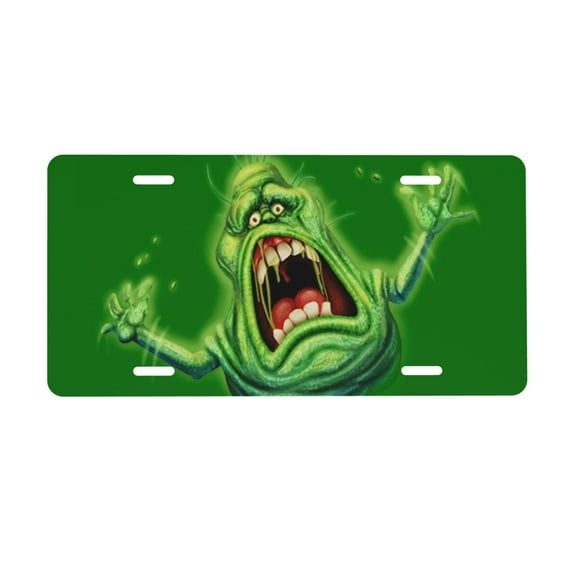 Ghostbusters Slimer License Plate Cover Aluminum Novelty Vanity Tag Protection License Plate Tag Sign Decorative For Various Car Truck Models