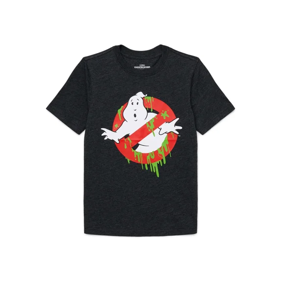 Ghostbusters Slimey Logo Little Boys and Big Boys Graphic Tee with Short Sleeves, Sizes 4-18
