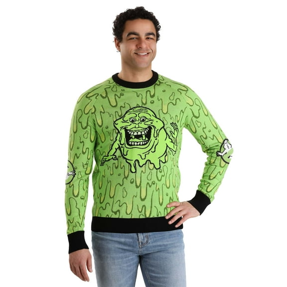 Ghostbusters Slimy Salutations Slimer Sweater for Adults