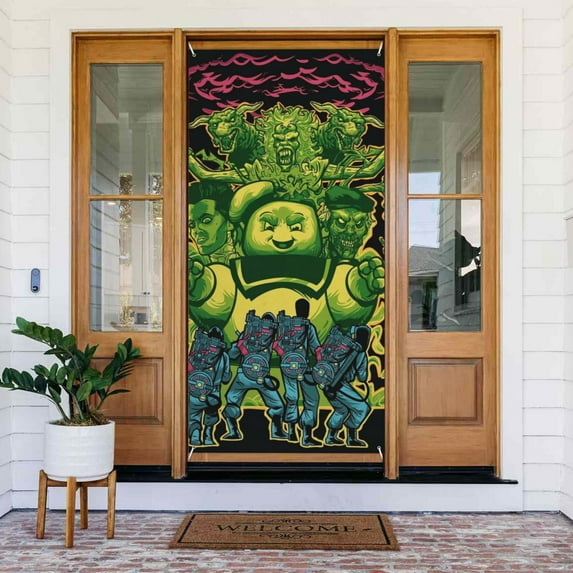 Ghostbusters Stay_Puft Door Cover Decorated Banner Tapestry Home Decoration Holiday Party Supplies Door Banner Porch Sign Banner 72.8 x 35.4 Inch
