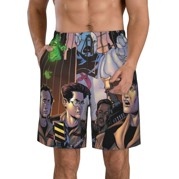 Ghostbusters Stay_Puft Men's Beach Shorts Swim Trunks Casual Quick Dry Board Shorts Swimwear with Mesh Lined and Pockets