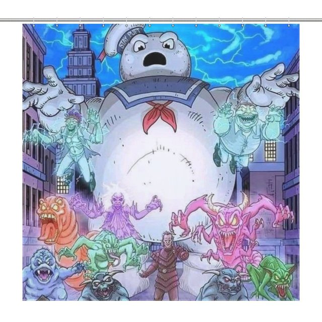 Ghostbusters Stay Puft Shower Curtain 72x72Inch (183x183cm) Waterproof