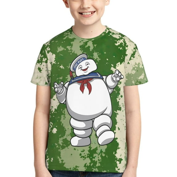 Ghostbusters Stay Puft Youth Unisex T-Shirt Crewneck Short Sleeve Double-Sided Print Tee Shirts Top For Boys Girls Kid Teen X-Small