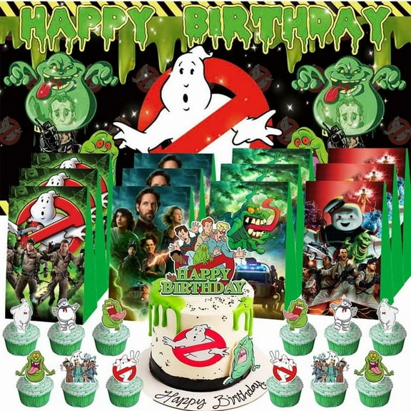 Ghostbusters Treat Bags Candy Decorations Party Favor Supplies Birthday Cake Topper Backdrop Banner