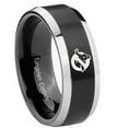 thumbnail image 1 of Tungsten Ghostbusters 8mm Black 2 Tone Beveled Edges Men's Ring, 1 of 1