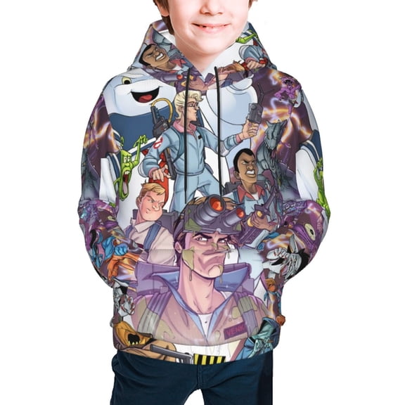 Ghostbusters Youth Cartoon Hoodie Fashion Long Sleeve Kids Pullover Coat Casual Hoody Hooded Sweatshirts for Boys Girls