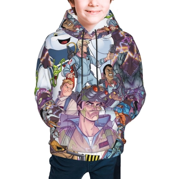 Ghostbusters Youth Cartoon Hoodie Fashion Long Sleeve Kids Pullover Coat Casual Hoody Hooded Sweatshirts for Boys Girls