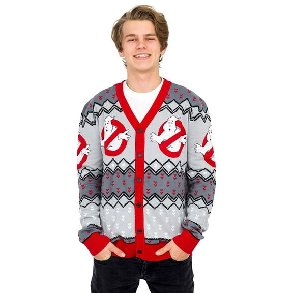 Ghostbusters by Mighty Fine Ugly Christmas Cardigan Sweater, Men's