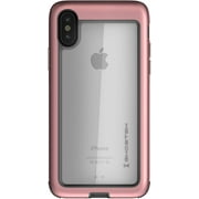 Ghostek Atomic Slim Clear iPhone X 10 Case with Space Metal Bumper Super Heavy Duty Protection Shockproof Military Grade Aluminum Wireless Charging Compatible for 2017 iPhone X 10 (5.8 Inch) - (Pink).