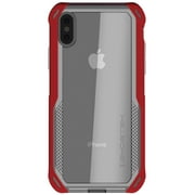 Ghostek Cloak Clear Grip iPhone Xs Case with Super Slim Fit Shock Absorbing Bumper Ultra Tough Cover with Heavy Duty Protection and Wireless Charging Compatible for 2018 iPhone Xs (5.8 Inch) - (Red)