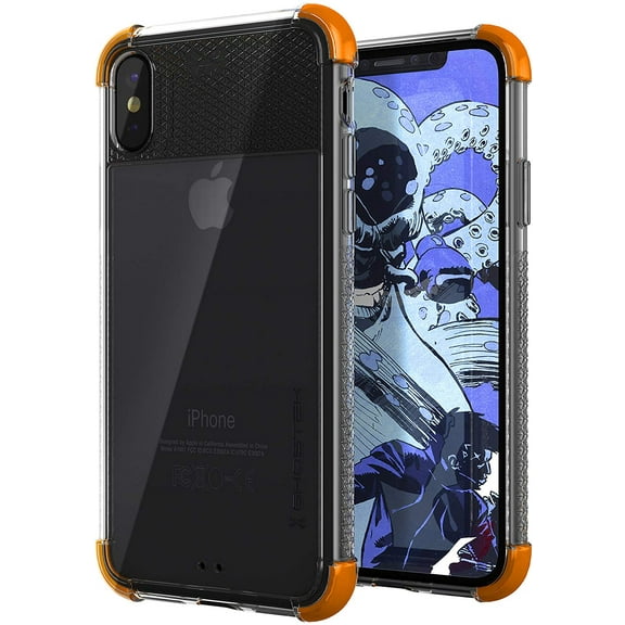 Ghostek Covert Clear Silicone iPhone X Case with Grip Sides and Drop Protection (Orange)