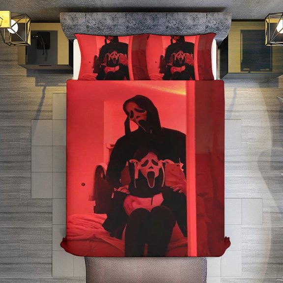 Ghostface 3-Piece Bedding Set (1 Duvet Cover + 2 Pillowcase) Printed Duvet Cover Set Ultra-Soft Breathable for Adults, Teens And Kids 90"x90"
