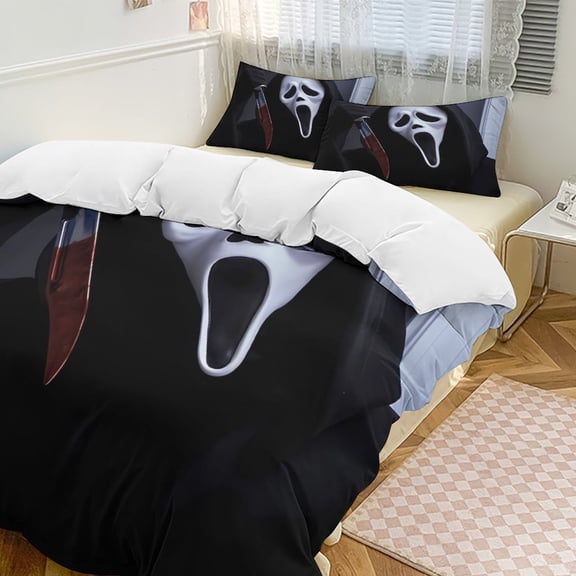 Ghostface 3-Piece Bedding Set (1 Duvet Cover + 2 Pillow Shams) Soft And Skin-friendly Breathable And Dry Bedding for A Comfortable Night's Sleep 86"x70"