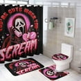 thumbnail image 1 of Ghostface 4 Piece Bathroom Set Shower Curtain , Non-Slip Rugs , Toilet Lid Cover And Bath Mat with 12 Hooks for Bathroom Decor Possessing Multiple Functions Such As Anti-slip, Water Absorption, Deco, 1 of 8