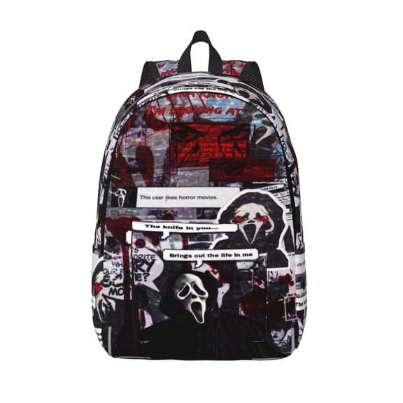 Ghostface Backpack Canvas Casual Lightweight Backpack Fashion Travel Backpack Laptop Backpack 17.7 Inch And15.7inch
