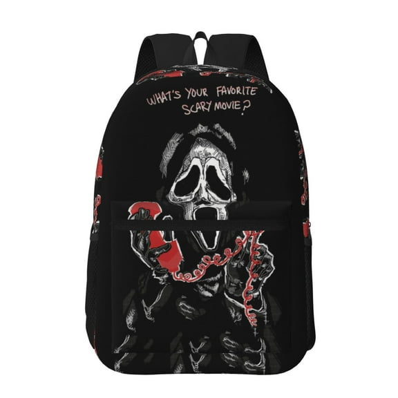 Ghostface Backpack Printed School Book Bag Travel Daypack 17in Rucksack With Pockets for Men Women