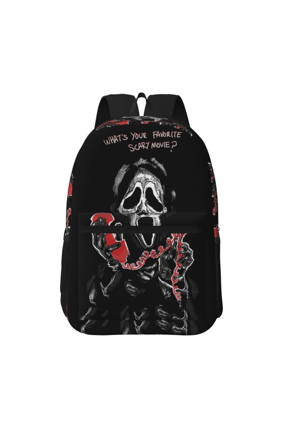 Ghostface Backpack Printed School Book Bag Travel Daypack 17in Rucksack With Pockets for Men Women