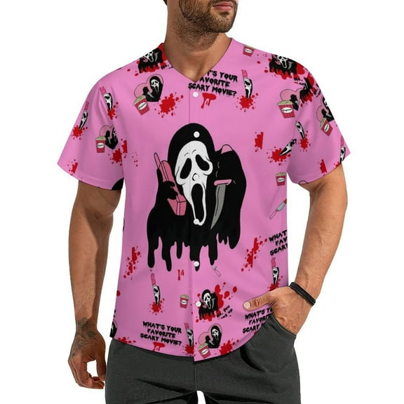 Ghostface Baseball Jersey Button Down Personalized T-shirt Sports Fans Print Tee for Women Men XS