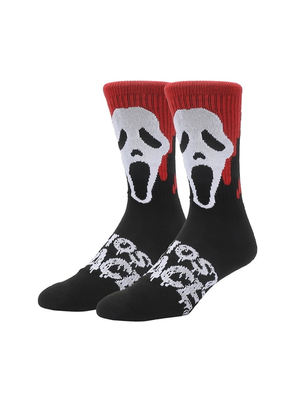 Ghostface Bloody Mask Men's Black Casual Crew Socks