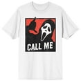 thumbnail image 1 of Ghostface Call Me Crew Neck Short Sleeve Men's White T-shirt-Large, 1 of 8