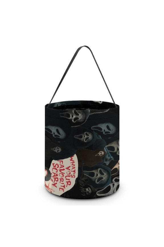 Ghostface Candy Tote Bags Halloween Trick or Treat Bucket Bag Portable Collapsible Reusable Goody Handbag