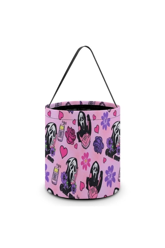 Ghostface Candy Tote Bags Halloween Trick or Treat Bucket Bag Portable Collapsible Reusable Goody Handbag
