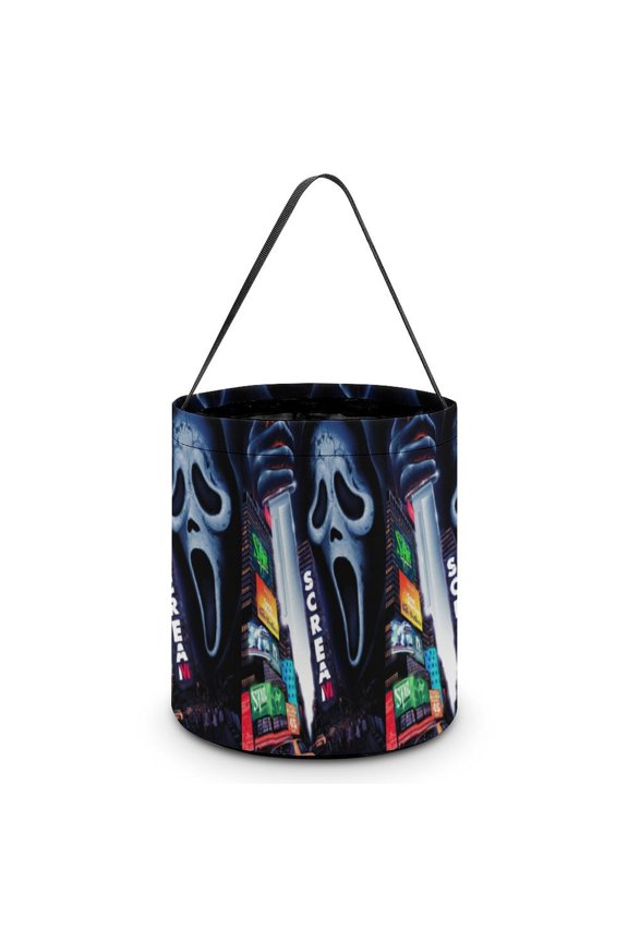 Ghostface Candy Tote Bags Halloween Trick or Treat Bucket Bag Portable Collapsible Reusable Goody Handbag