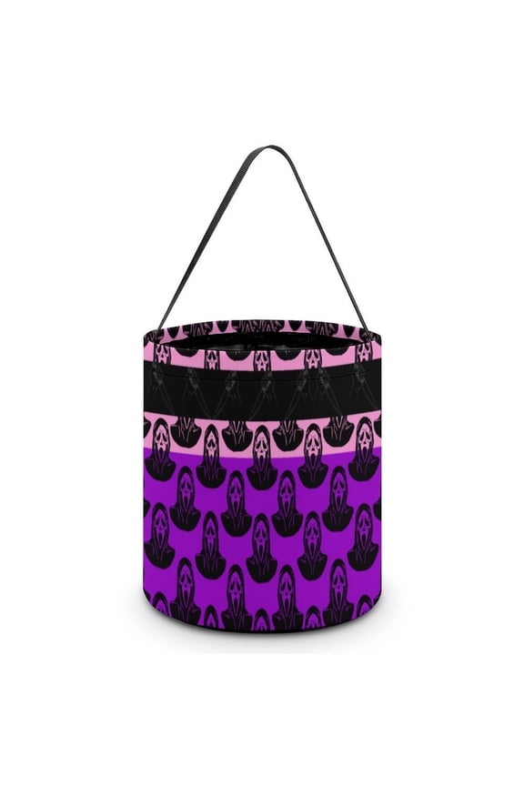 Ghostface Candy Tote Bags Halloween Trick or Treat Bucket Bag Portable Collapsible Reusable Goody Handbag