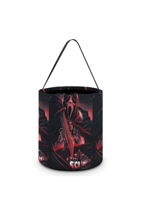 Ghostface Candy Tote Bags Halloween Trick or Treat Bucket Bag Portable Collapsible Reusable Goody Handbag