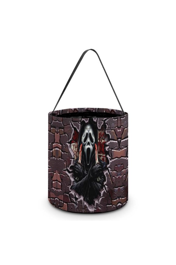 Ghostface Candy Tote Bags Halloween Trick or Treat Bucket Bag Portable Collapsible Reusable Goody Handbag