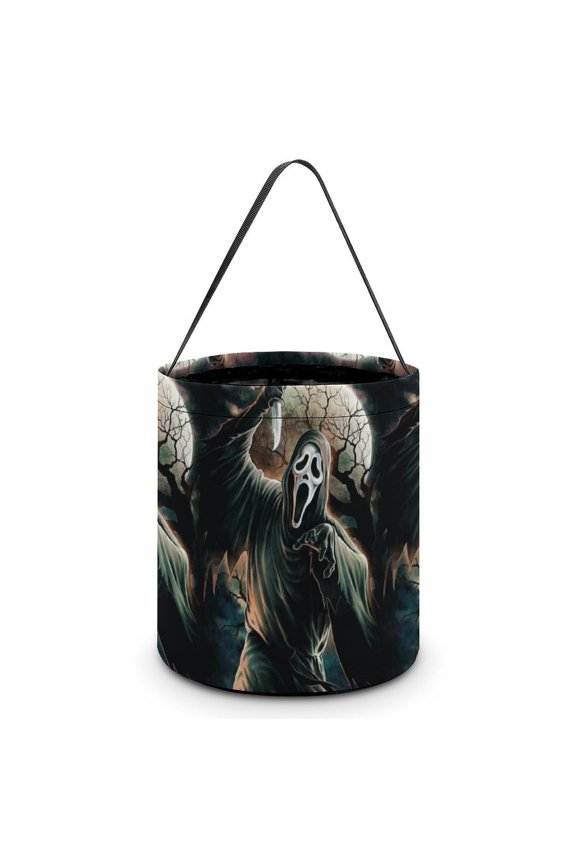 Ghostface Candy Tote Bags Halloween Trick or Treat Bucket Bag Portable Collapsible Reusable Goody Handbag