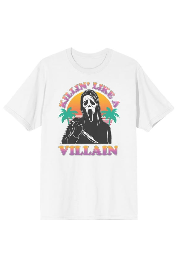Ghostface Chillin' Like A Villain Crew Neck Short Sleeve Men's White T-shirt - 6XL