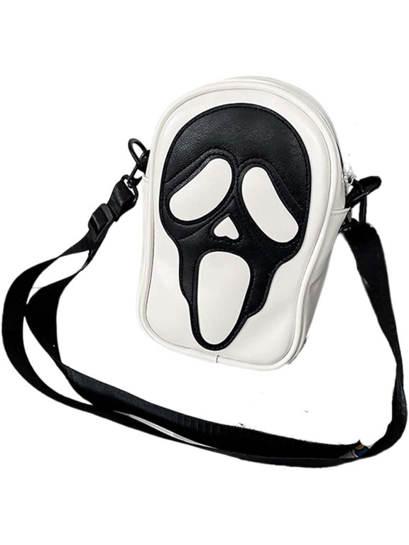 Ghostface Crossbody Bag for Women Men Halloween Fun Leather Shoulder Wallet Gothic Skull Face Messenger Bag Cosplay