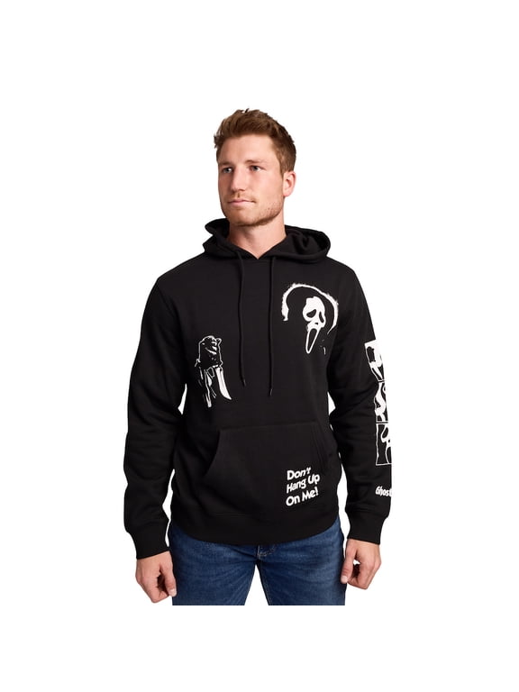 Ghostface Don't Hang Up on Me on Men's Black Hooded Sweathirt -Medium