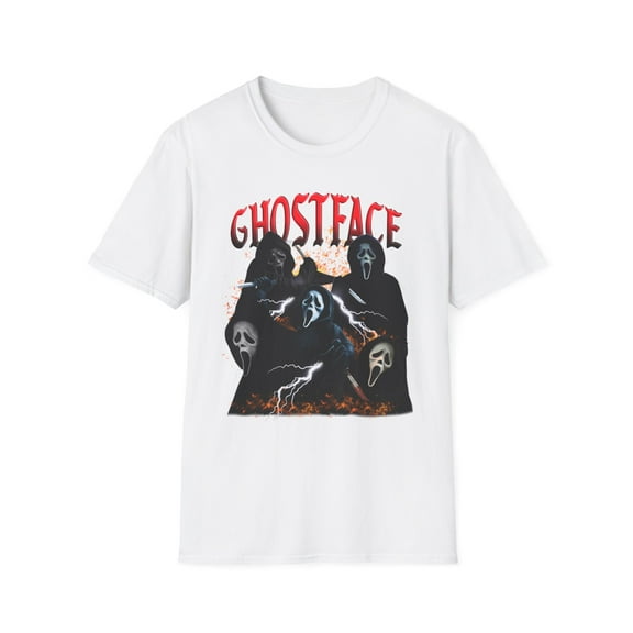 Ghostface, Gildan Unisex Softstyle T-Shirt, Horror Movie Graphic Tee, S-3XL