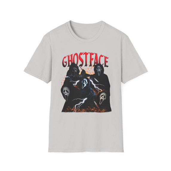 Ghostface, Gildan Unisex Softstyle T-Shirt, Horror Movie Graphic Tee, S-3XL